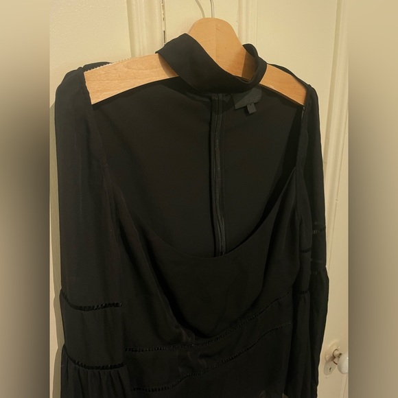Intermix Silk High Neck Collar Scoop Balloon Sleeve Blouse Size Large - Picture 8 of 8